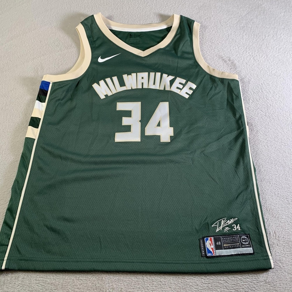 Milwaukee Bucks Jersey Mens Large Green NBA Giannis Antetokounmpo‎ #34 Nike